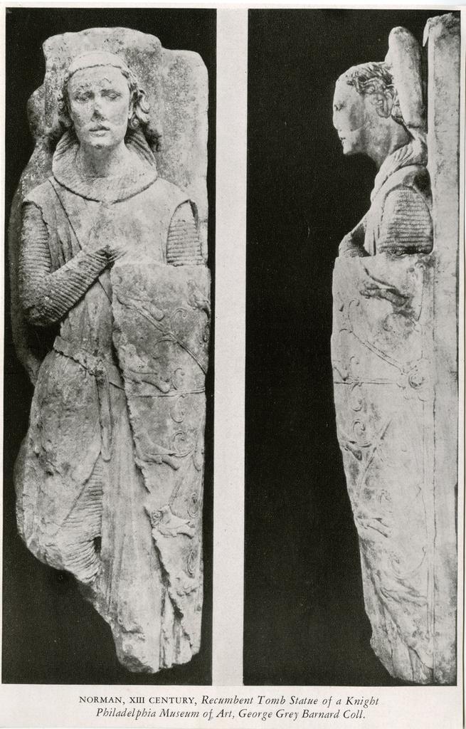 Anonimo , Norman, XIII Century, Recumbent Tomb Statue of a Knight Philadelphia Museum of Art, George Grey Barnard Coll.