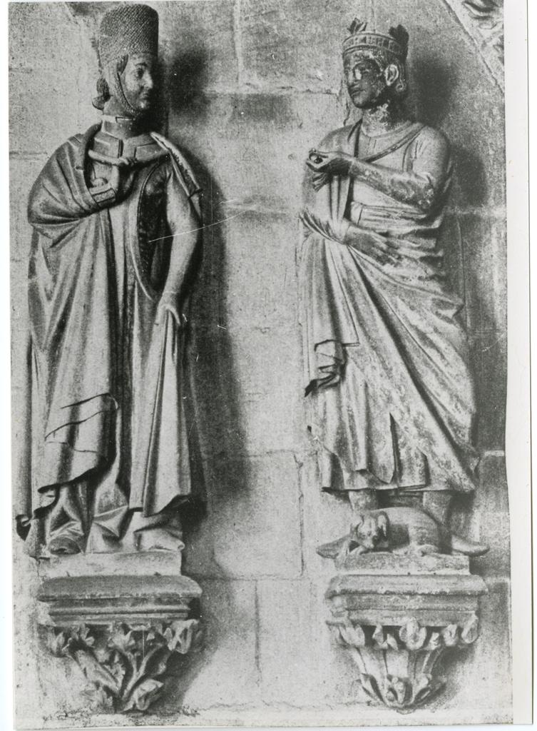 Anonimo , Französischer Meister um 1275 (?). Alfons der Weise un seine Gattin Violante(?). Burgos, Kreuzgang der Kathedrale.