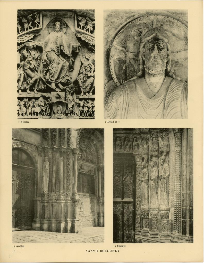 Anonimo , Burgundy: Vézelay tympanum (Marburg); head of Christ of Vézelay tympanum (Marburg); Avallon; Bourges (Marburg)