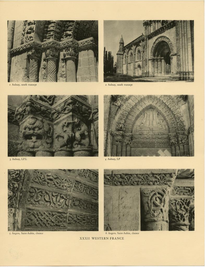 Anonimo francese , Motivi decorativi fitomorfi, Capitello figurato, Crocifissione di san Pietro, Mascheroni, Motivo decorativo con animali fantastici