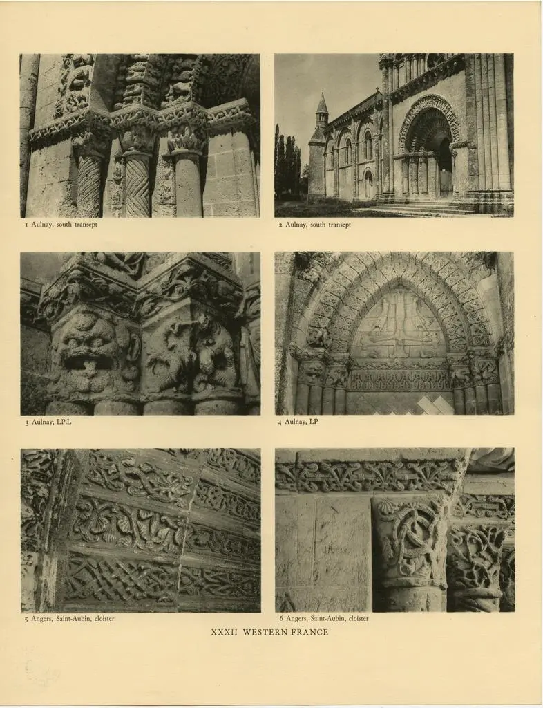 Anonimo francese , Motivi decorativi fitomorfi, Capitello figurato, Crocifissione di san Pietro, Mascheroni, Motivo decorativo con animali fantastici