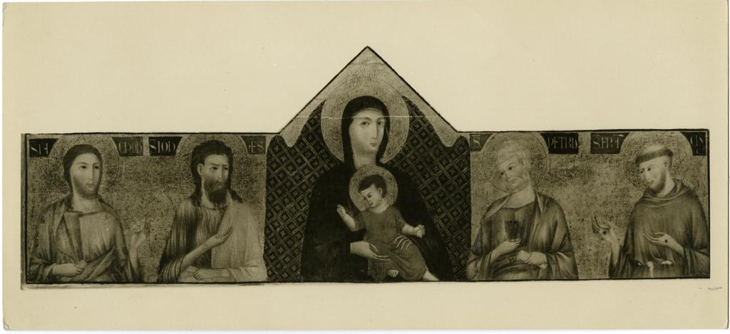 Yale University Art Gallery , Madonna and Child with St. John the Baptist, St. Peter, St. James and St. Francis - Deodato Orlandi 1871.5
