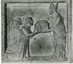 Agostino di Giovanni, bottega , Pellegrini che consegnano le reliquie di San Jacopo a Sant'Atto