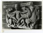 Anonimo lombardo sec. XI/ XII , Motivo decorativo con telamone e draghi, Motivo decorativo con figure umane