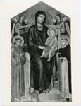 Maestro di San Martino , Madonna con Bambino in trono tra san Domenico e san Francesco d'Assisi
