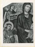 Maestro di San Martino , Madonna con Bambino in trono tra san Domenico e san Francesco d'Assisi