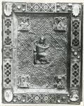Anonimo sec. XII/ XIII , Simboli dei quattro evangelisti, Cristo Redentore in trono, Motivi decorativi geometrici