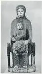 Anonimo , 173. Virgin and Child. French (School of Auvergne), 1150-1200. Oak, painted in colors. H. 31 in.