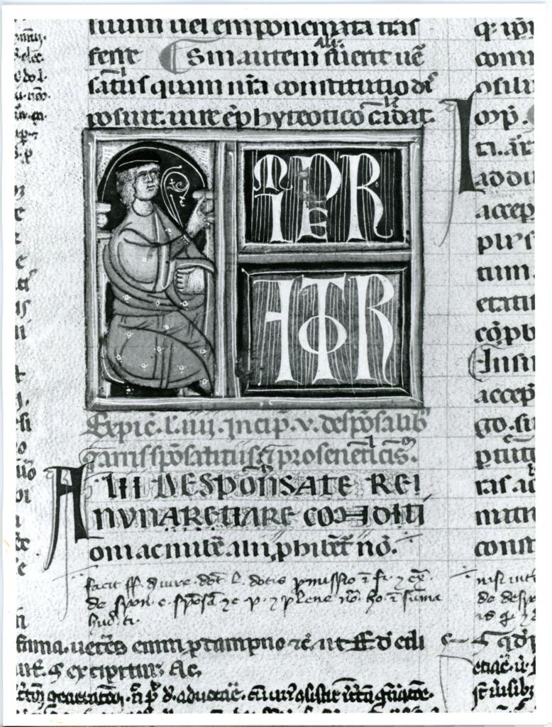 Università di Pisa. Dipartimento di Storia delle Arti , Anonimo italiano - sec. XIV - Lucca, Biblioteca Capitolare Feliniana, Ms. 322, f. 116r, particolare , fronte