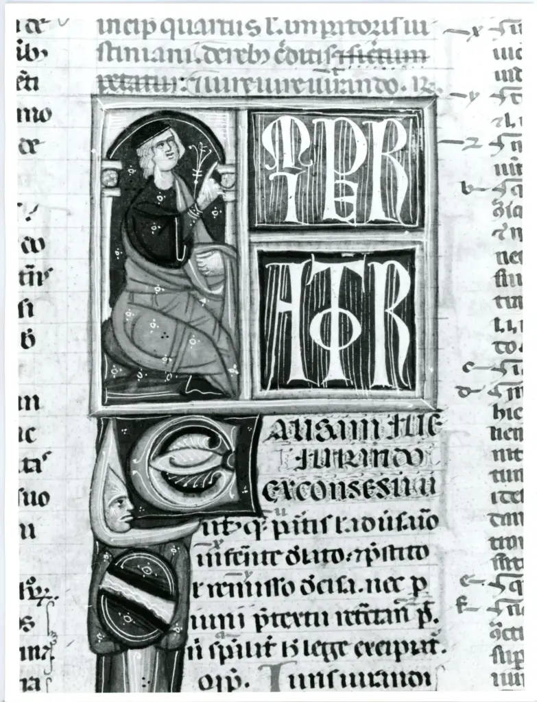 Universit&agrave; di Pisa. Dipartimento di Storia delle Arti , Anonimo italiano - sec. XIV - Lucca, Biblioteca Capitolare Feliniana, Ms. 322, f. 3r, particolare , fronte