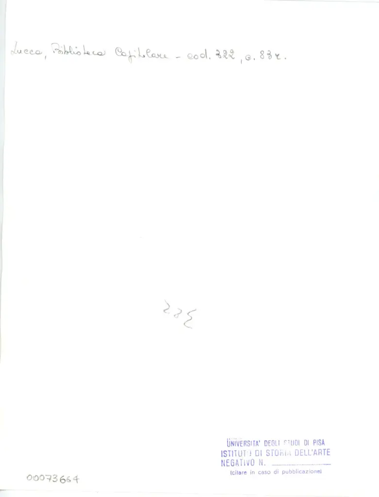 Universit&agrave; di Pisa. Dipartimento di Storia delle Arti , Anonimo italiano - sec. XIV - Lucca, Biblioteca Capitolare Feliniana, Ms. 322, f. 3r, particolare , retro