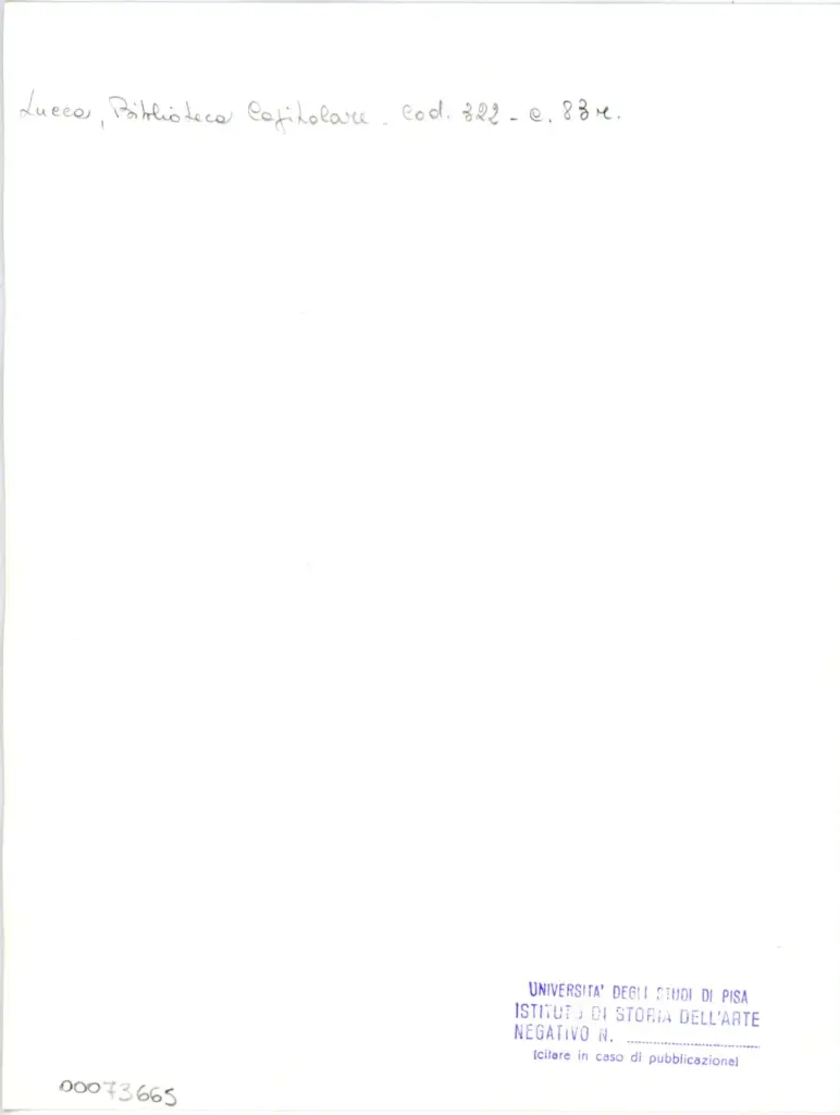 Universit&agrave; di Pisa. Dipartimento di Storia delle Arti , Anonimo italiano - sec. XIV - Lucca, Biblioteca Capitolare Feliniana, Ms. 322, f. 3r , retro