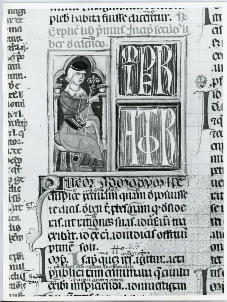 Universit&agrave; di Pisa. Dipartimento di Storia delle Arti , Anonimo italiano - sec. XIV - Lucca, Biblioteca Capitolare Feliniana, Ms. 322, f. 38r, particolare , fronte