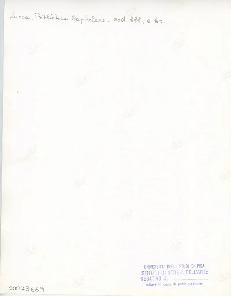 Università di Pisa. Dipartimento di Storia delle Arti , Anonimo italiano - sec. XIV - Lucca, Biblioteca Capitolare Feliniana, Ms. 322, f. 3r , retro