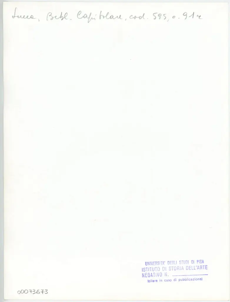 Universit&agrave; di Pisa. Dipartimento di Storia delle Arti , Anonimo italiano - sec. XII - Lucca, Biblioteca Capitolare Feliniana, Ms. 595, f. 91r, particolare , retro