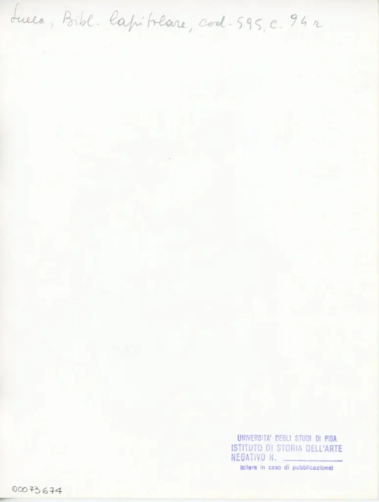 Universit&agrave; di Pisa. Dipartimento di Storia delle Arti , Anonimo italiano - sec. XII - Lucca, Biblioteca Capitolare Feliniana, Ms. 595, f. 94r, particolare , retro