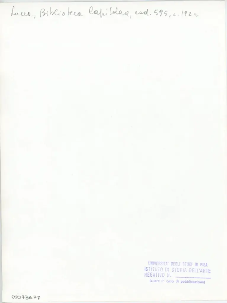 Universit&agrave; di Pisa. Dipartimento di Storia delle Arti , Anonimo italiano - sec. XII - Lucca, Biblioteca Capitolare Feliniana, Ms. 595, f. 192r, particolare , retro