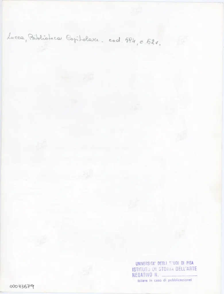 Università di Pisa. Dipartimento di Storia delle Arti , Anonimo italiano - sec. XV, prima metà - Lucca, Biblioteca Capitolare Feliniana, Ms. 594, f. 62v, intero , retro