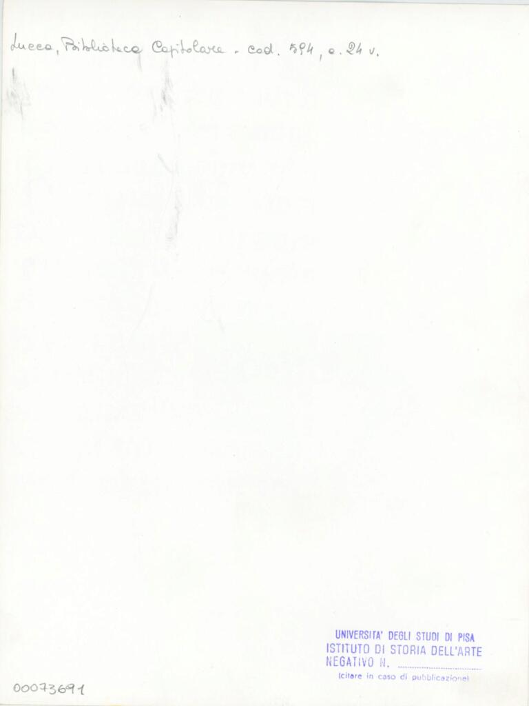 Università di Pisa. Dipartimento di Storia delle Arti , Anonimo italiano - sec. XV, prima metà - Lucca, Biblioteca Capitolare Feliniana, Ms. 594, f. 24v, particolare , retro