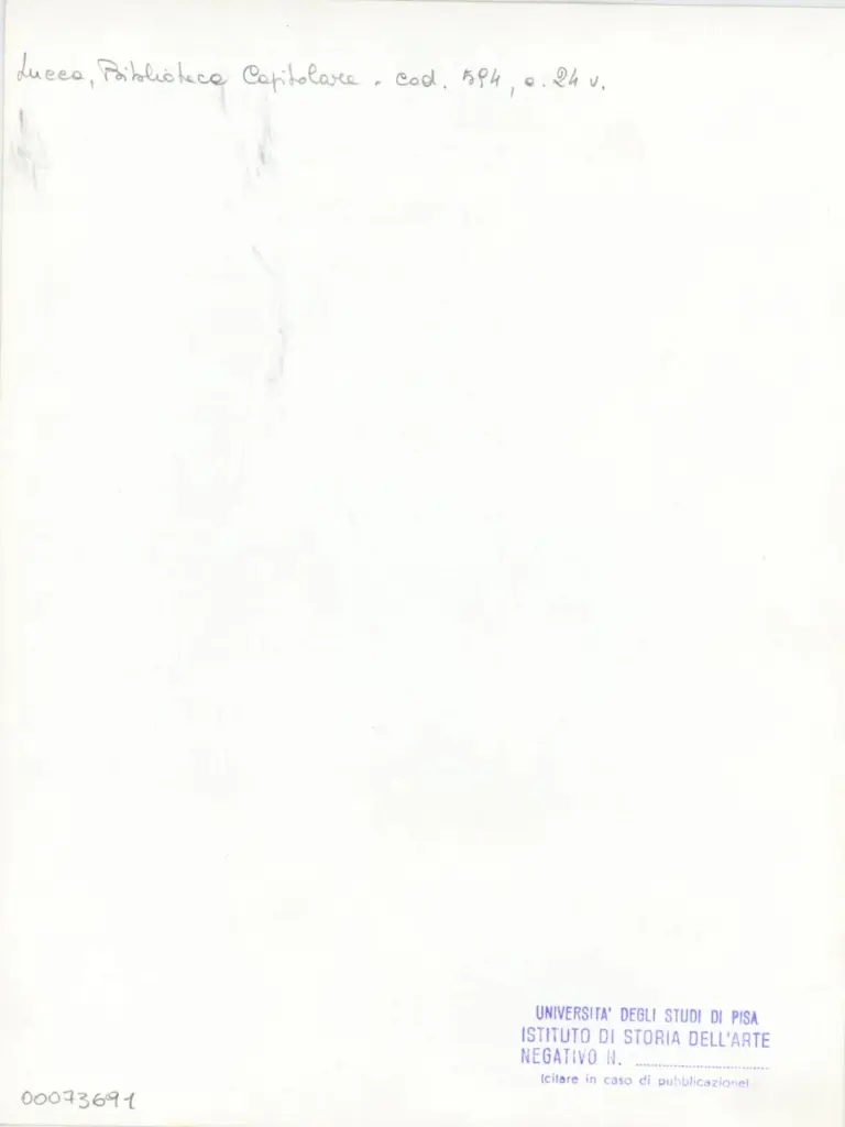 Università di Pisa. Dipartimento di Storia delle Arti , Anonimo italiano - sec. XV, prima metà - Lucca, Biblioteca Capitolare Feliniana, Ms. 594, f. 24v, particolare , retro