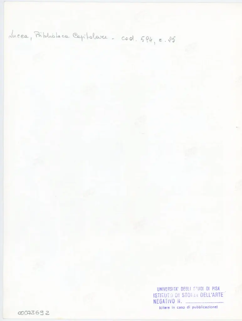 Universit&agrave; di Pisa. Dipartimento di Storia delle Arti , Anonimo italiano - sec. XV, prima met&agrave; - Lucca, Biblioteca Capitolare Feliniana, Ms. 594, f. 25r, intero , retro