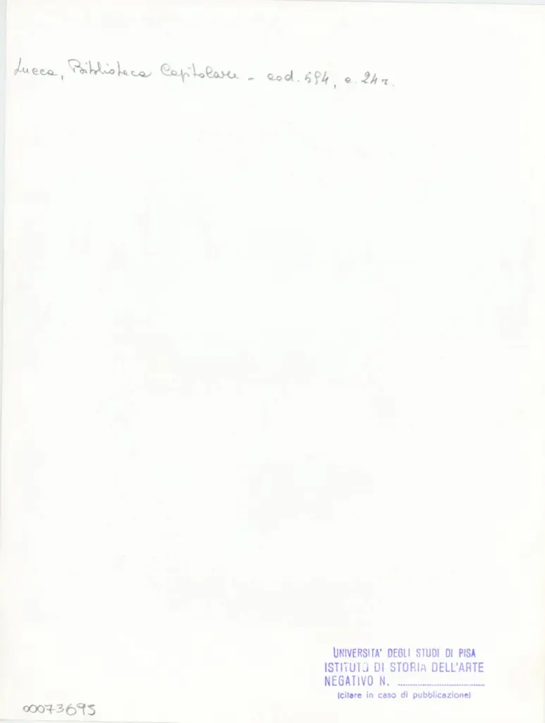 Universit&agrave; di Pisa. Dipartimento di Storia delle Arti , Anonimo italiano - sec. XV, prima met&agrave; - Lucca, Biblioteca Capitolare Feliniana, Ms. 594, f. 24r, particolare , retro