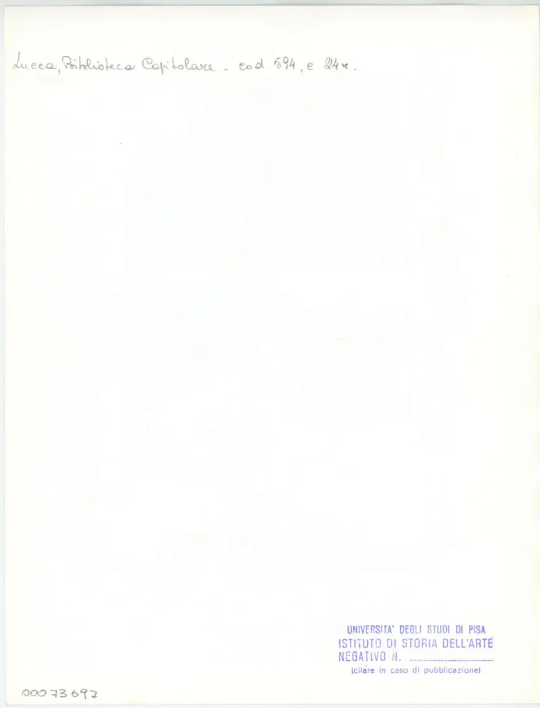 Universit&agrave; di Pisa. Dipartimento di Storia delle Arti , Anonimo italiano - sec. XV, prima met&agrave; - Lucca, Biblioteca Capitolare Feliniana, Ms. 594, f. 24r, intero , retro