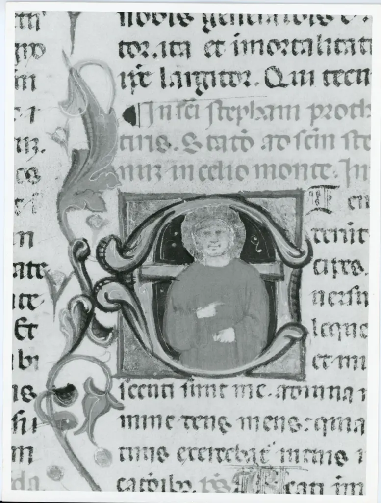 Università di Pisa. Dipartimento di Storia delle Arti , Anonimo italiano - sec. XV0, prima metà - Lucca, Biblioteca Capitolare Feliniana, Ms. 594, f. 18v, particolare , fronte