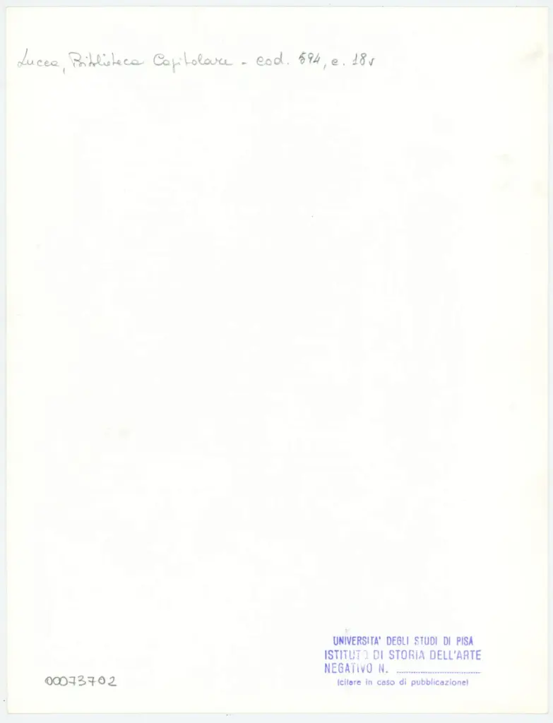 Università di Pisa. Dipartimento di Storia delle Arti , Anonimo italiano - sec. XV, prima metà - Lucca, Biblioteca Capitolare Feliniana, Ms. 594, f. 18v, intero , retro