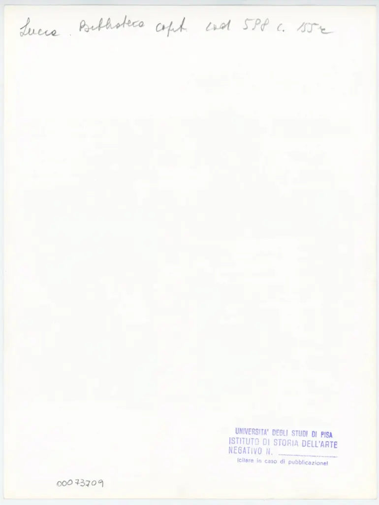 Universit&agrave; di Pisa. Dipartimento di Storia delle Arti , Anonimo italiano - sec. XV, ultimo quarto - Lucca, Biblioteca Capitolare Feliniana, Ms. 598, f. 155r , retro