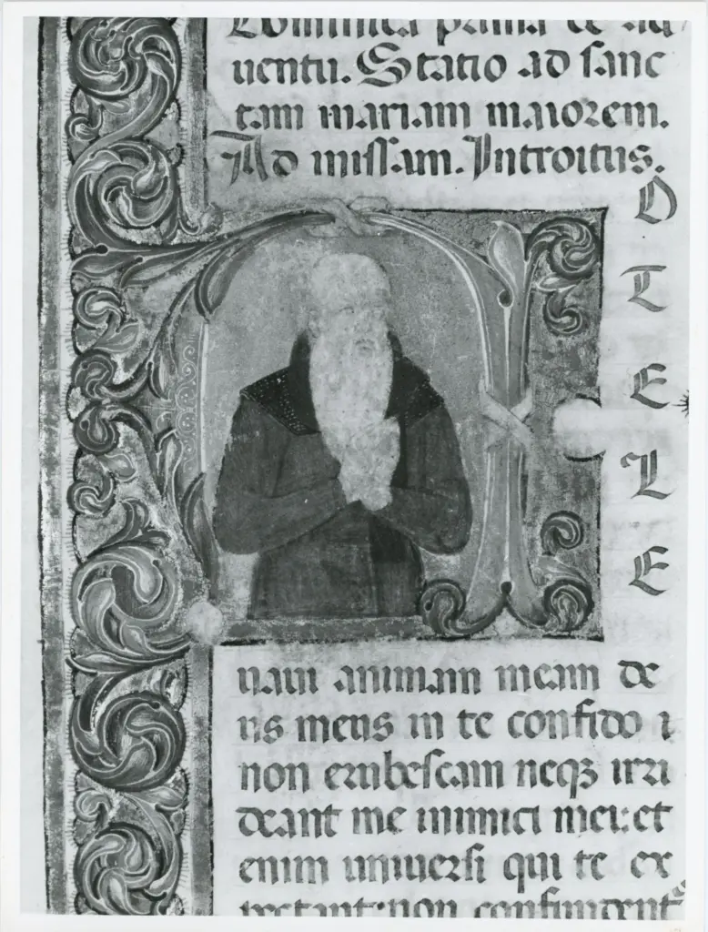 Universit&agrave; di Pisa. Dipartimento di Storia delle Arti , Anonimo italiano - sec. XV, ultimo quarto - Lucca, Biblioteca Capitolare Feliniana, Ms. 598, f. 7r, particolare , fronte
