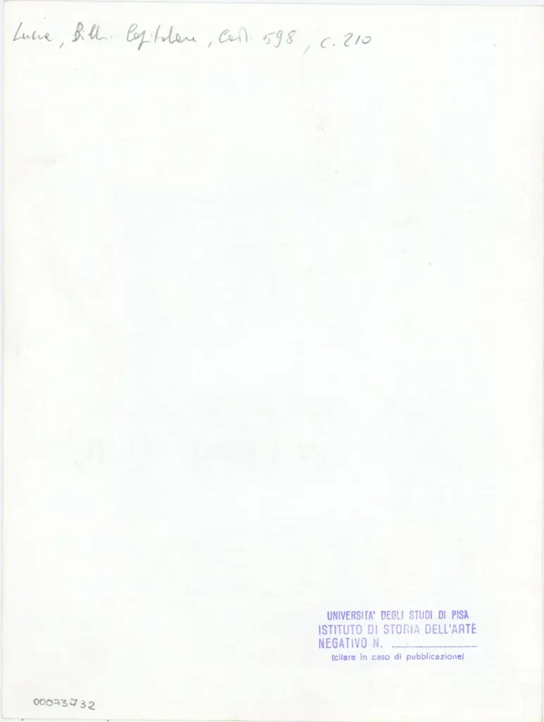 Università di Pisa. Dipartimento di Storia delle Arti , Anonimo italiano - sec. XV, ultimo quarto - Lucca, Biblioteca Capitolare Feliniana, Ms. 598, f. 210r, particolare , retro