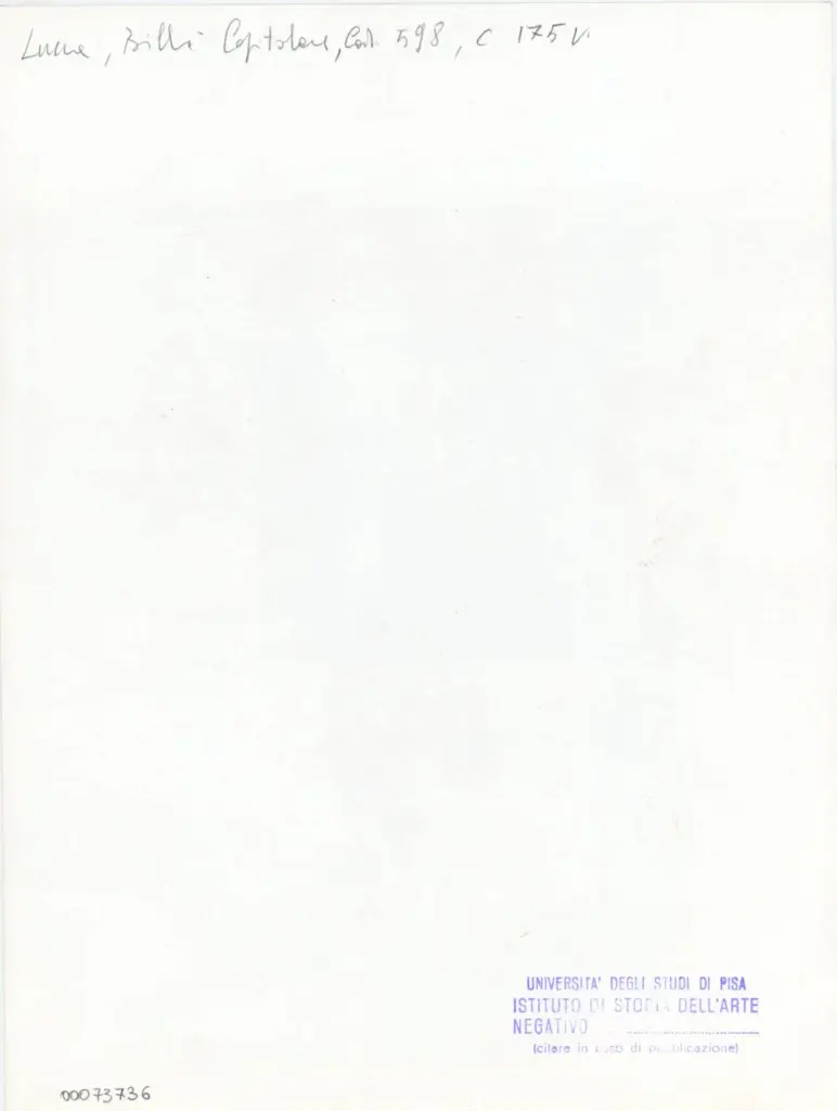 Universit&agrave; di Pisa. Dipartimento di Storia delle Arti , Anonimo italiano - sec. XV, ultimo quarto - Lucca, Biblioteca Capitolare Feliniana, Ms. 598, f. 175v, particolare , retro