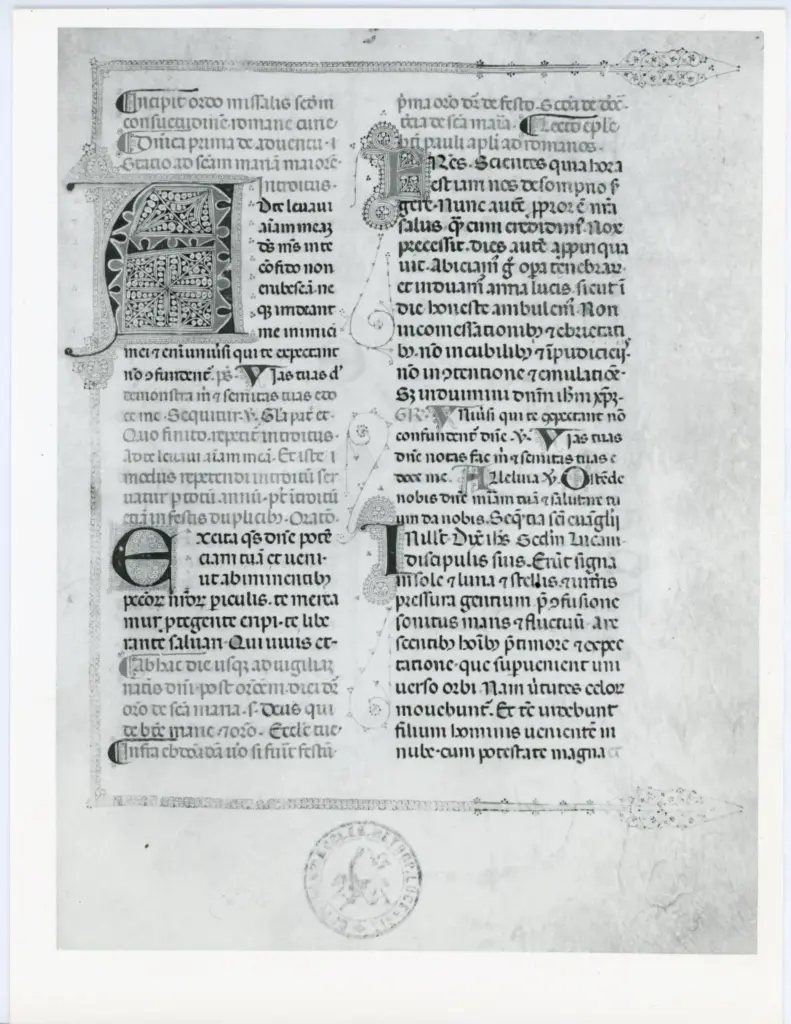 Universit&agrave; di Pisa. Dipartimento di Storia delle Arti , Anonimo italiano - sec. XIV, secondo quarto - Lucca, Biblioteca Capitolare Feliniana, Ms. 597, f. 1r, intero , fronte