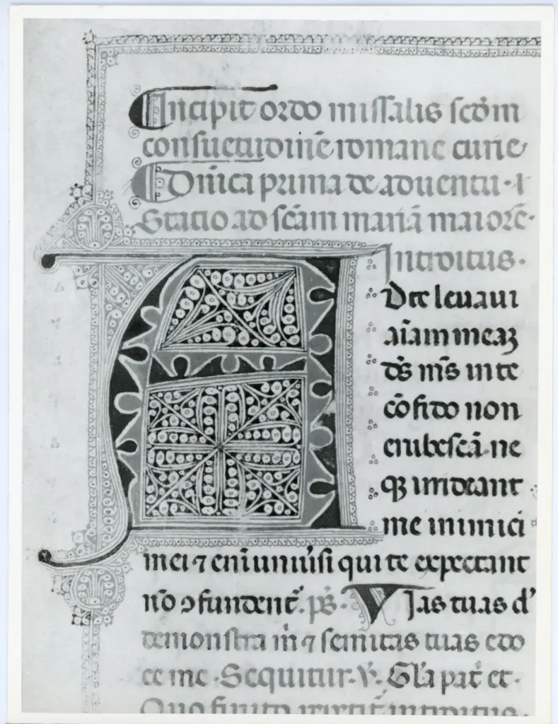 Universit&agrave; di Pisa. Dipartimento di Storia delle Arti , Anonimo italiano - sec. XIV - Lucca, Biblioteca Capitolare Feliniana Lucca, Ms. 597, f. 1r, particolare , fronte