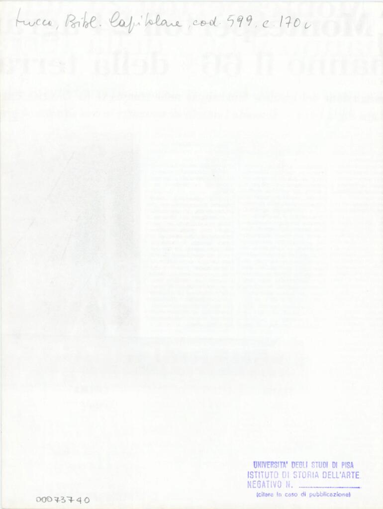 Università di Pisa. Dipartimento di Storia delle Arti , Anonimo italiano - sec. XIII, prima metà - Lucca, Biblioteca Capitolare Feliniana, Ms. 599, f. 170v, particolare , retro