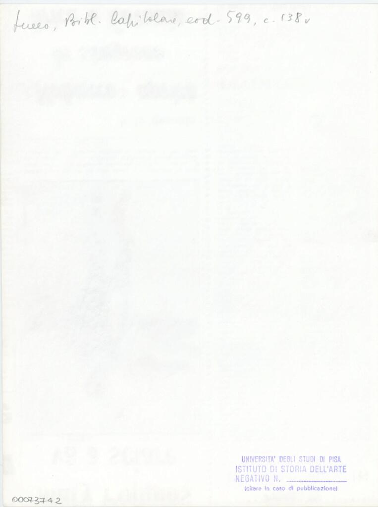 Università di Pisa. Dipartimento di Storia delle Arti , Anonimo italiano - sec. XIII, prima metà - Lucca, Biblioteca Capitolare Feliniana, Ms. 599, f. 138v, particolare , retro