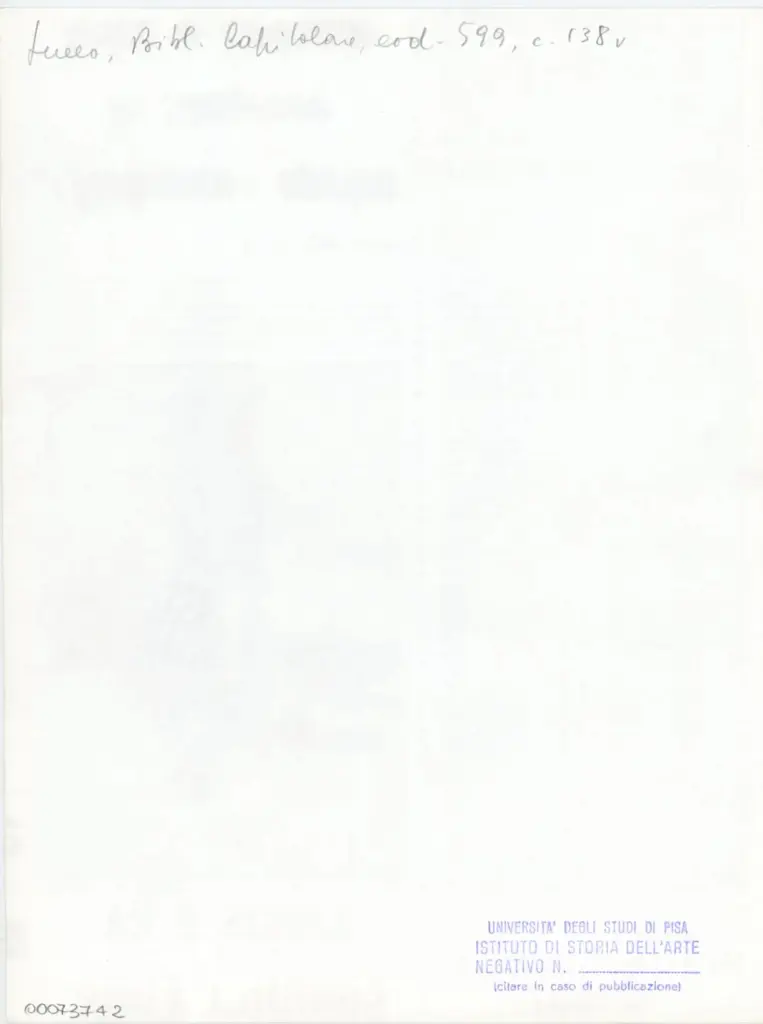 Universit&agrave; di Pisa. Dipartimento di Storia delle Arti , Anonimo italiano - sec. XIII, prima met&agrave; - Lucca, Biblioteca Capitolare Feliniana, Ms. 599, f. 138v, particolare , retro