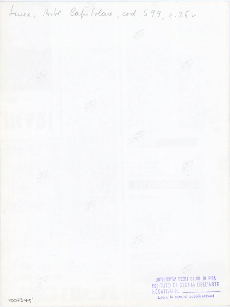 Università di Pisa. Dipartimento di Storia delle Arti , Anonimo italiano - sec. XIII, prima metà - Lucca, Biblioteca Capitolare Feliniana, Ms. 599, f. 26v, particolare , retro