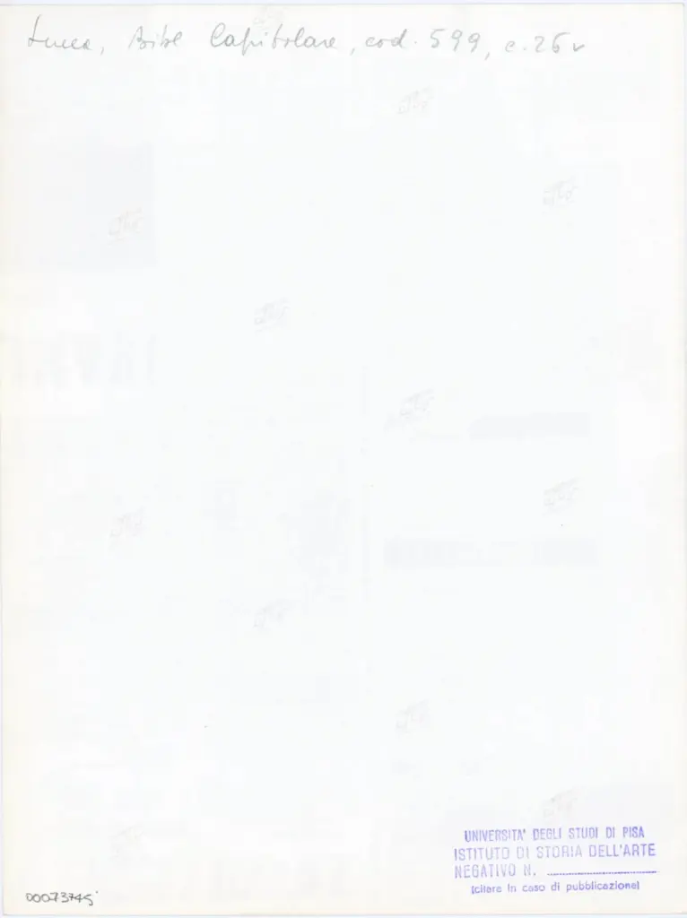 Universit&agrave; di Pisa. Dipartimento di Storia delle Arti , Anonimo italiano - sec. XIII, prima met&agrave; - Lucca, Biblioteca Capitolare Feliniana, Ms. 599, f. 26v, particolare , retro