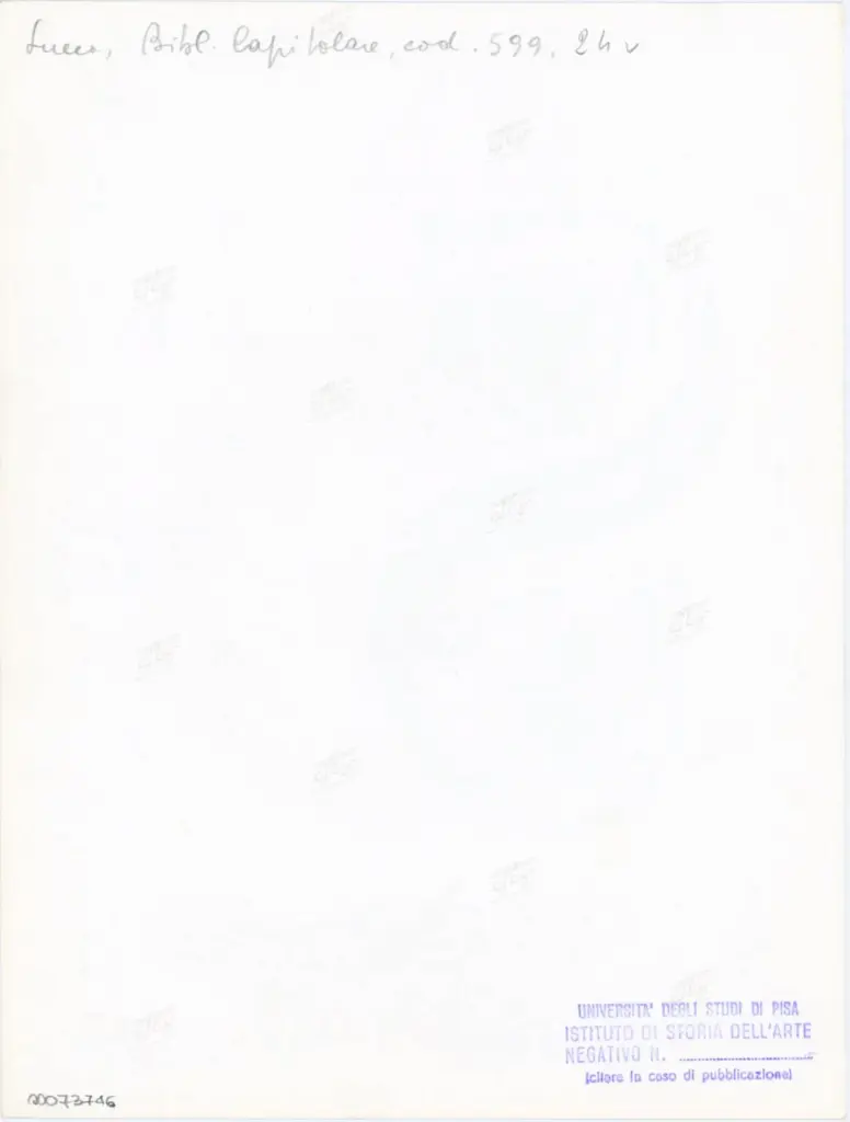 Universit&agrave; di Pisa. Dipartimento di Storia delle Arti , Anonimo italiano - sec. XIII, prima met&agrave; - Lucca, Biblioteca Capitolare Feliniana, Ms. 599, f. 24v, particolare , retro