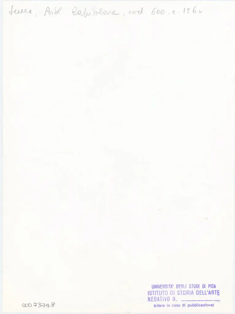 Universit&agrave; di Pisa. Dipartimento di Storia delle Arti , Anonimo italiano - sec. XIII, primo quarto - Lucca, Biblioteca Capitolare Feliniana, Ms. 600, f. 126v, particolare , retro