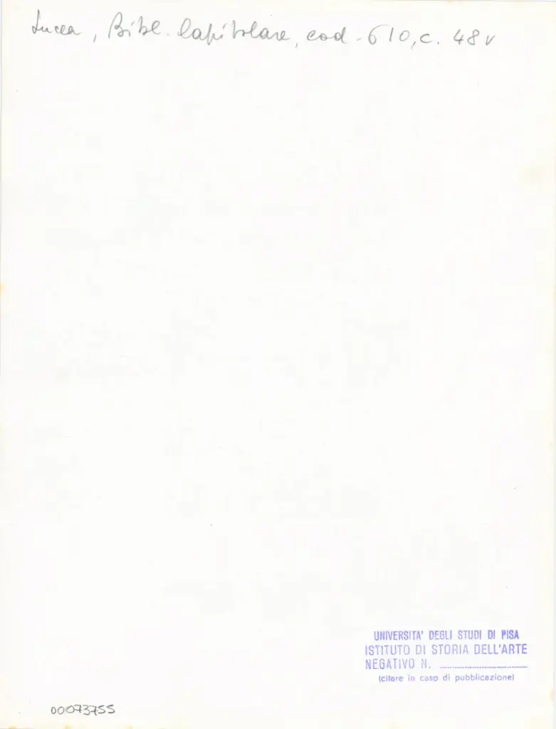 Università di Pisa. Dipartimento di Storia delle Arti , Anonimo italiano - sec. XIII, metà - Lucca, Biblioteca Capitolare Feliniana, Ms. 610, f. 48v, particolare , retro