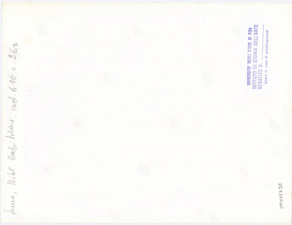 Universit&agrave; di Pisa. Dipartimento di Storia delle Arti , Anonimo italiano - sec. XIII, met&agrave; - Lucca, Biblioteca Capitolare Feliniana, Ms. 610, f. 26r, particolare , retro