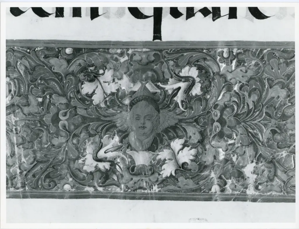 Università di Pisa. Dipartimento di Storia delle Arti , Anonimo italiano - sec. XV, fine - Lucca, Biblioteca Capitolare Feliniana, Ms. 619, f. 1r, particolare , fronte