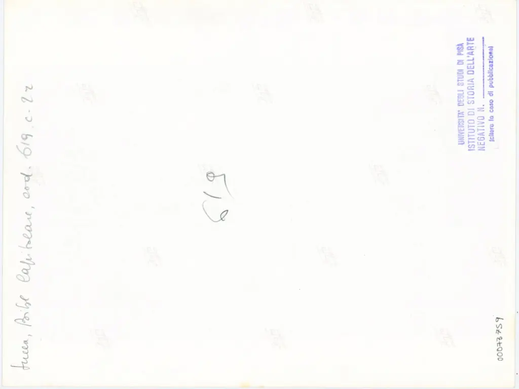 Università di Pisa. Dipartimento di Storia delle Arti , Anonimo italiano - sec. XV, fine - Lucca, Biblioteca Capitolare Feliniana, Ms. 619, f. 1r, particolare , retro