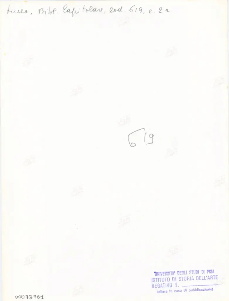 Università di Pisa. Dipartimento di Storia delle Arti , Anonimo italiano - sec. XV, fine - Lucca, Biblioteca Capitolare Feliniana, Ms. 619, f. 1r, particolare , retro