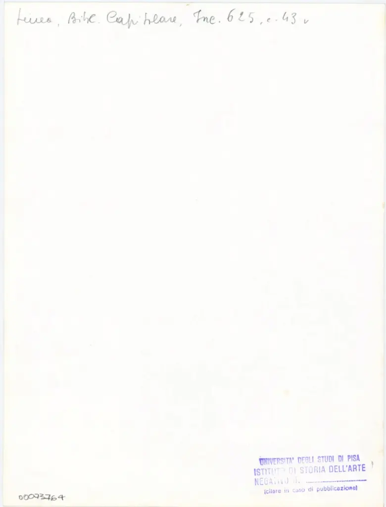Universit&agrave; di Pisa. Dipartimento di Storia delle Arti , Anonimo italiano - 1568 - Lucca, Biblioteca Capitolare Feliniana, Ms. 625, f. 43v, particolare , retro