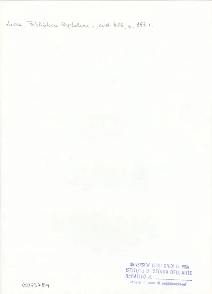 Università di Pisa. Dipartimento di Storia delle Arti , Anonimo italiano - sec. XIV, primo quarto - Lucca, Biblioteca Capitolare Feliniana, Ms. 325, f. 153v, particolare , retro