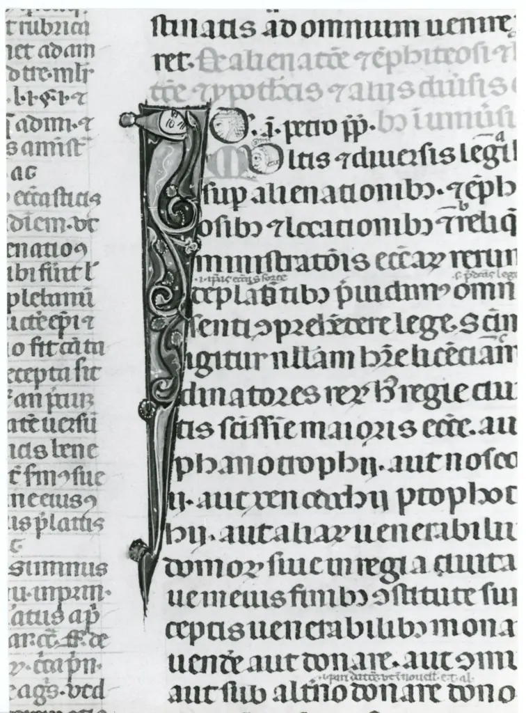 Università di Pisa. Dipartimento di Storia delle Arti , Anonimo italiano - sec. XIV, primo quarto - Lucca, Biblioteca Capitolare Feliniana, Ms. 325, f. 149v, particolare , fronte
